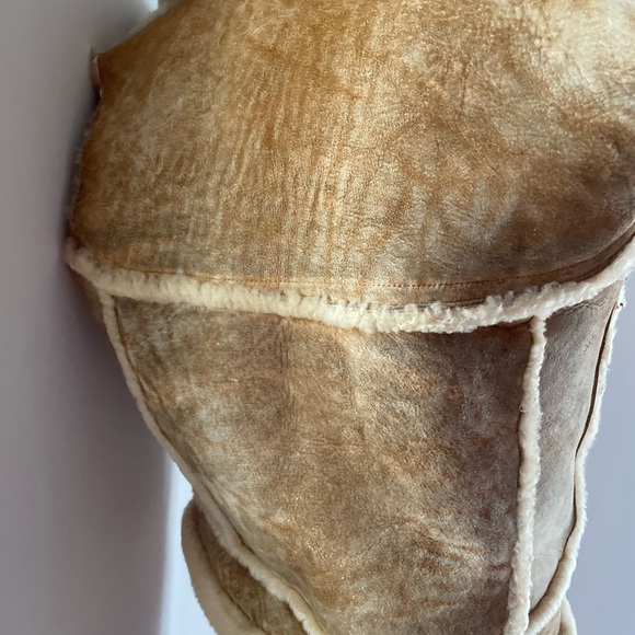 PTP 19” rare vintage sheep leather fleece zipper vest - Picture 3 of 7